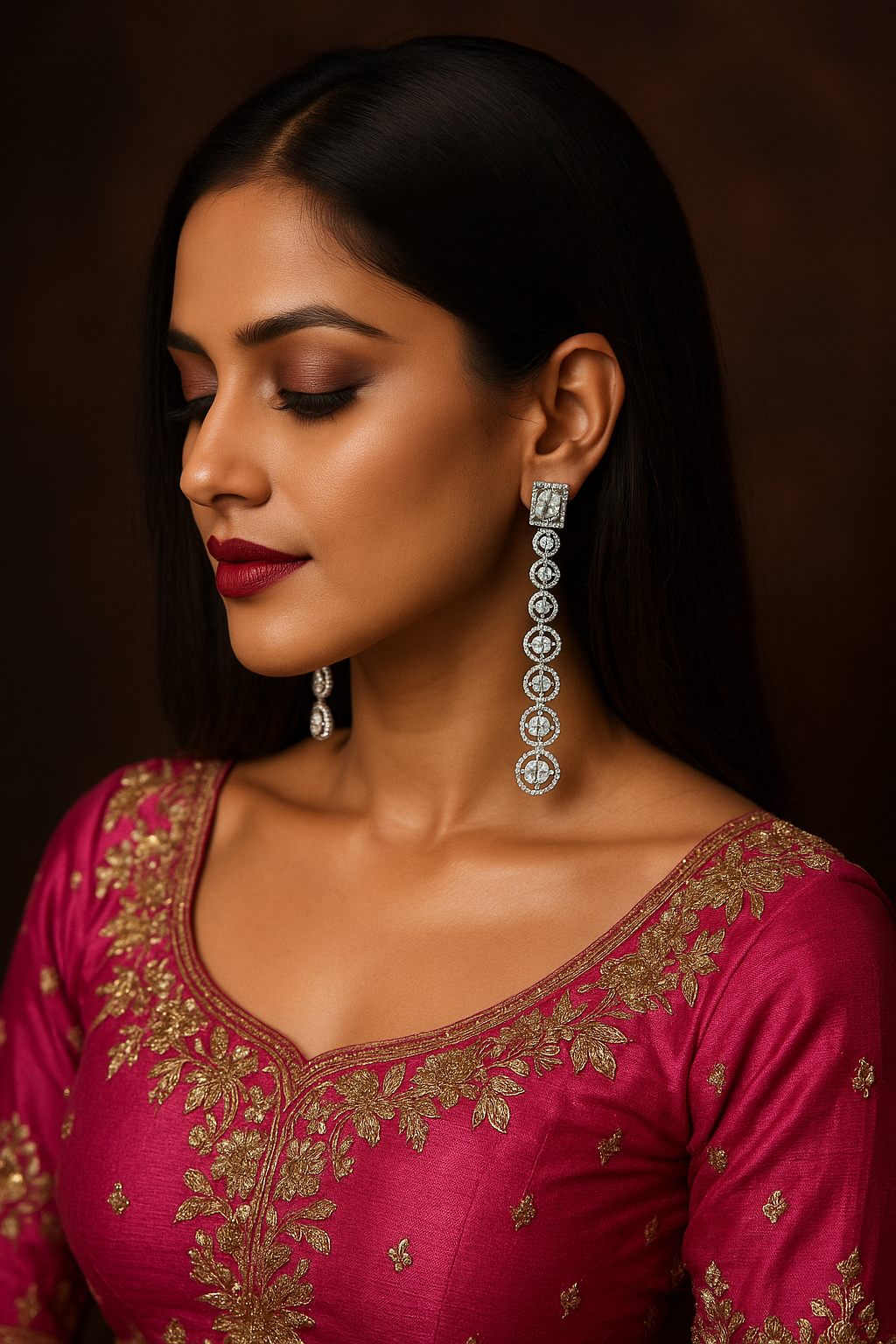 Elegant CZ Stone Linear Drop Earrings